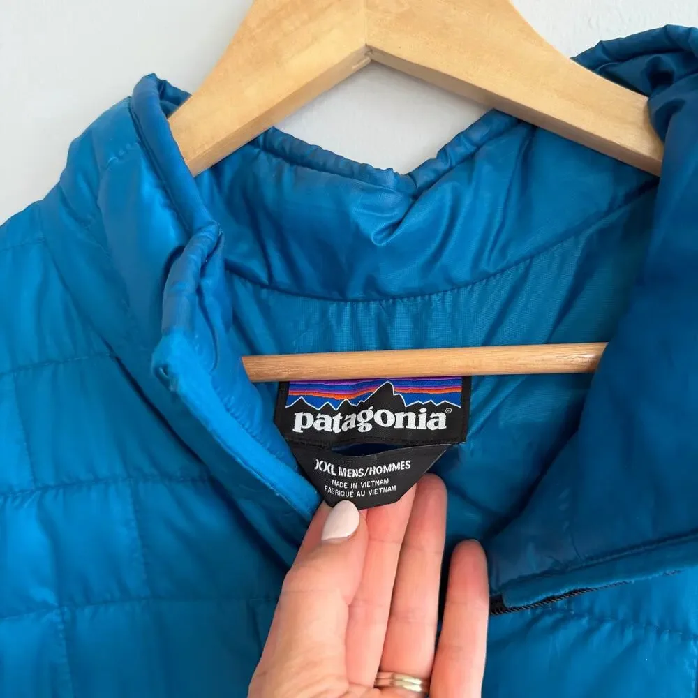 Patagonia Nano Zip Up Mock Neck Puffer Jacket Blue XXL